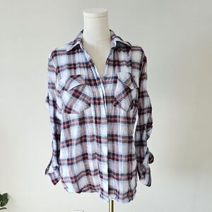 Sam Edelman M Plaid Button-Up Women's Top